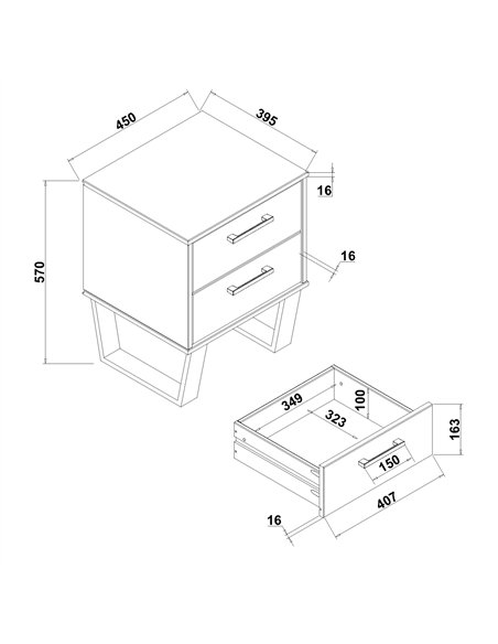 Core Products Texas 2 drawer bedside cabinet, TX510 - pic 117688 | FastDaddyshop