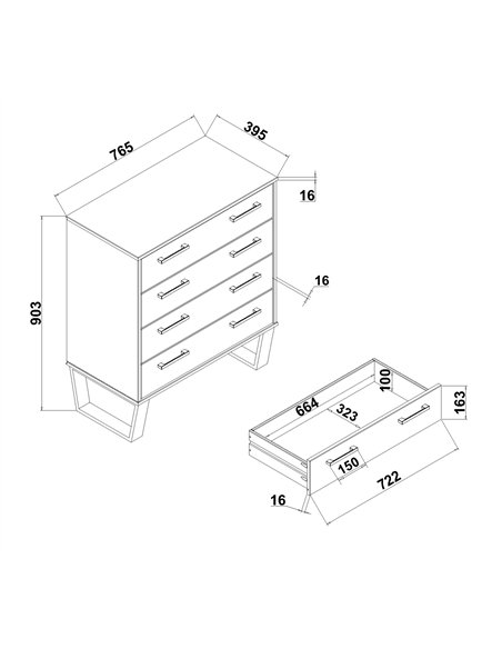 Core Products Texas 4 drawer chest of drawers, TX514 - pic 117691 | FastDaddyshop