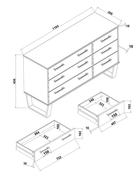 Core Products Texas 3+3 drawer wide chest of drawers , TX533 - pic 117700 | FastDaddyshop