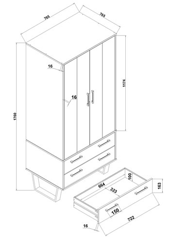Core Products Texas 2 door, 2 drawer wardrobe, TXG582