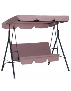 Outsunny 3 Seater Garden Canopy Swing Chair with Top Roof, Brown