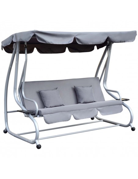 Outsunny 3-Seater Swing Chair with 2 Free Pillows, Grey - pic 11783 | FastDaddyshop