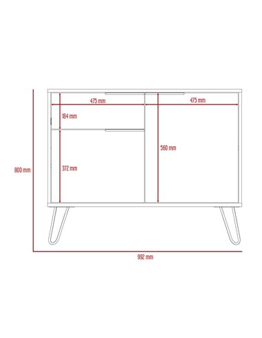 Core Products Vegas small sideboard with 2 doors and drawer, VG915