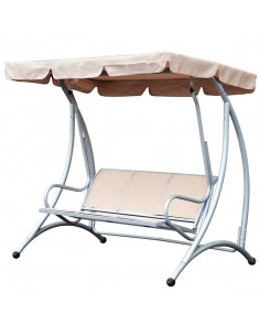 Outsunny 3 Seater Outdoor Swing Chair with Adjustable Canopy, Beige