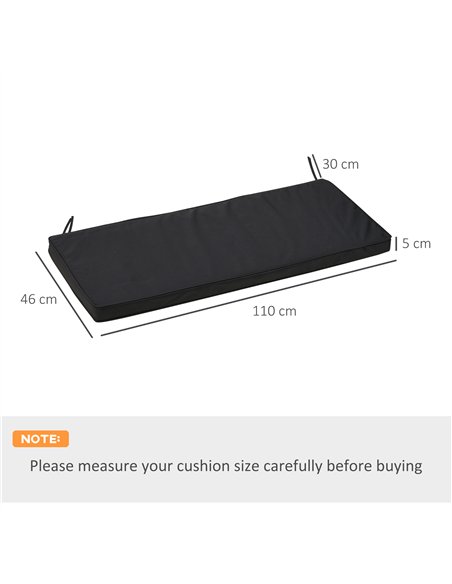 Outsunny 2-Seater Garden Bench Cushion with Ties, Swing Chair Cushion, Replacement Cushion for Outdoor Furniture, 110 x 46 cm, B - pic 117869 | FastDaddyshop