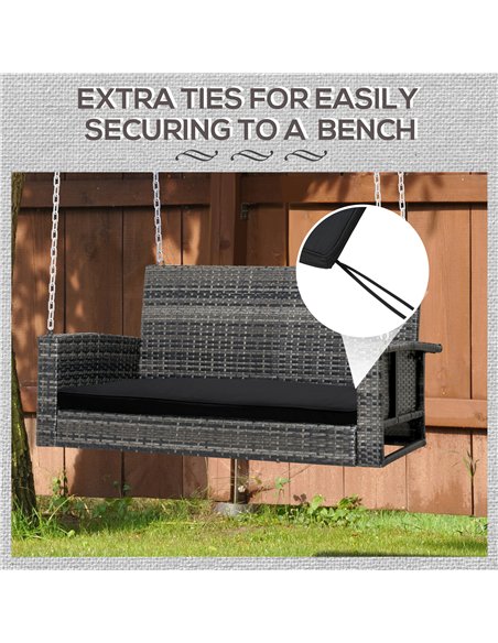 Outsunny 2-Seater Garden Bench Cushion with Ties, Swing Chair Cushion, Replacement Cushion for Outdoor Furniture, 110 x 46 cm, B - pic 117870 | FastDaddyshop