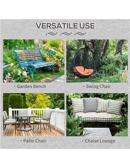Outsunny 2-Seater Garden Bench Cushion with Ties, Swing Chair Cushion, Replacement Cushion for Outdoor Furniture, 110 x 46 cm, B - pic 117872 | FastDaddyshop
