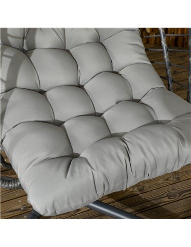 Outsunny Outdoor PE Rattan Swing Chair with Cushion, Garden Foldable Basket Patio Hanging Egg Chair with Metal Stand, Headrest, 