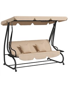 Outsunny Three-Person garden Swing Chair, with Adjustable Canopy - Light Brown