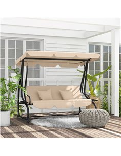 Outsunny Three-Person garden Swing Chair, with Adjustable Canopy - Light Brown 2