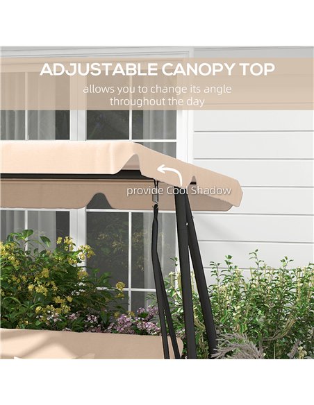 Outsunny Three-Person garden Swing Chair, with Adjustable Canopy - Light Brown - pic 117889 | FastDaddyshop