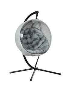 Outsunny Hanging Egg Chair Outdoor Indoor Garden Swing Chair with Folding Basket, Garden Hanging Chair with Stand, Thickened Cus