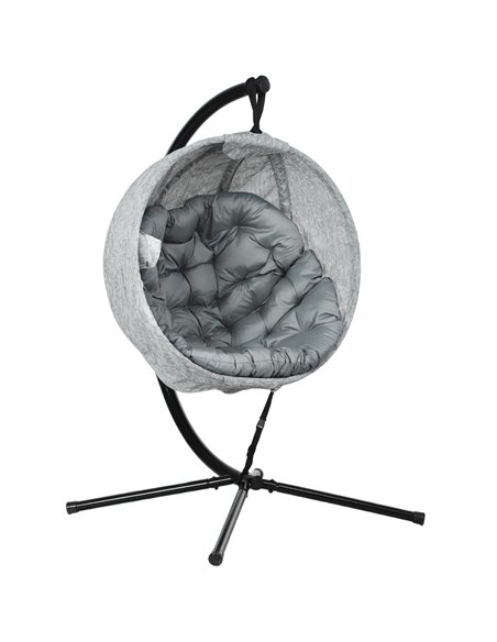 Outsunny Hanging Egg Chair Outdoor Indoor Garden Swing Chair with Folding Basket, Garden Hanging Chair with Stand, Thickened Cus - pic 117939 | FastDaddyshop