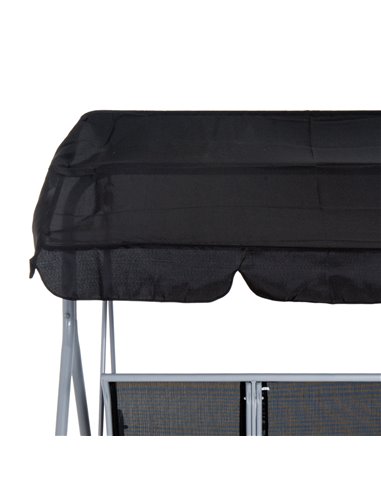Outsunny 3 Seater Patio Swing Chair Garden Hammock Bench Rock Shelter Shade Metal Black
