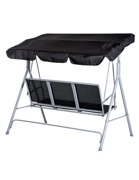 Outsunny 3 Seater Patio Swing Chair Garden Hammock Bench Rock Shelter Shade Metal Black - pic 11801 | FastDaddyshop
