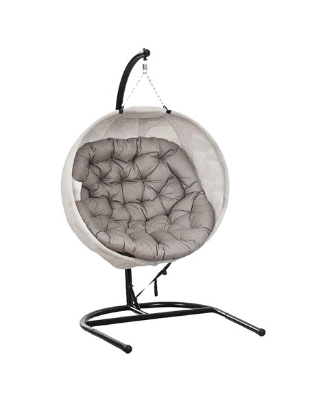 Outsunny Hanging Egg Chair Outdoor Indoor Garden Swing Chair with Folding Basket, Garden Hanging Chair with Stand, Thickened Cus - pic 118011 | FastDaddyshop