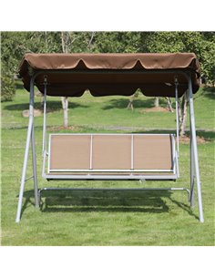 Outsunny Outdoor 3 Seater Garden Swing Chair, Brown 2