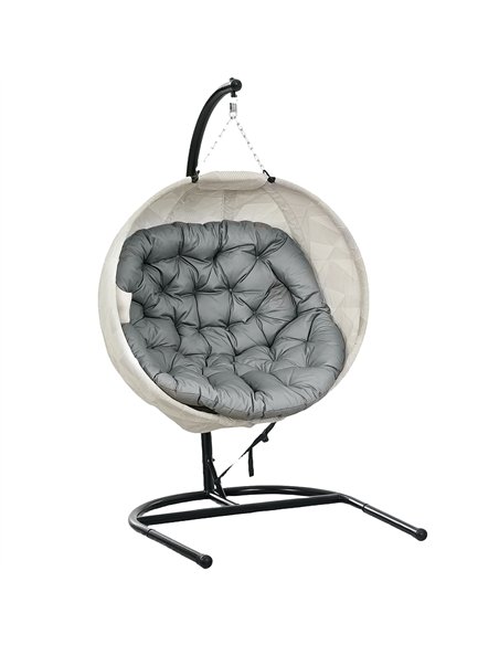 Outsunny Hanging Egg Chair Outdoor Indoor Garden Swing Chair with Folding Basket, Garden Hanging Chair with Stand, Thickened Cus - pic 118020 | FastDaddyshop