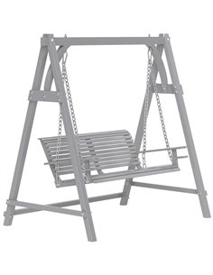 Outsunny 2 Seater Garden Swing Seat Larch Wood Swing Chair Hammock Bench Lounger - Grey