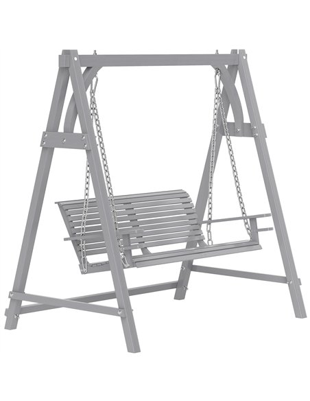 Outsunny 2 Seater Garden Swing Seat Larch Wood Swing Chair Hammock Bench Lounger - Grey - pic 118038 | FastDaddyshop