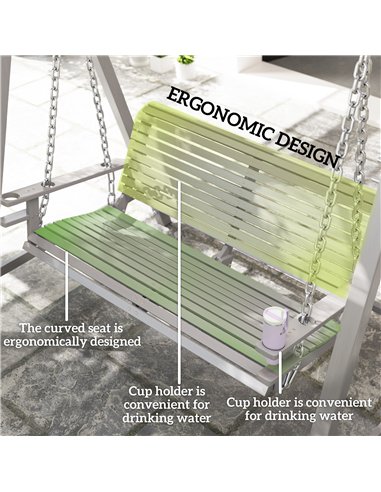 Outsunny 2 Seater Garden Swing Seat Larch Wood Swing Chair Hammock Bench Lounger - Grey