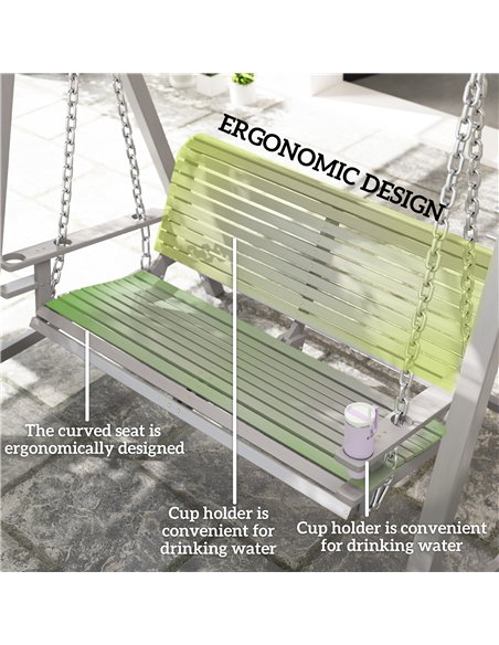 Outsunny 2 Seater Garden Swing Seat Larch Wood Swing Chair Hammock Bench Lounger - Grey - pic 118043 | FastDaddyshop