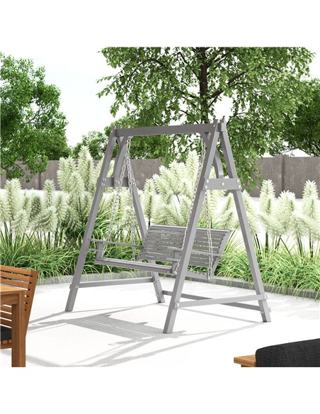 Outsunny 2 Seater Garden Swing Seat Larch Wood Swing Chair Hammock Bench Lounger - Grey - pic 118045 | FastDaddyshop