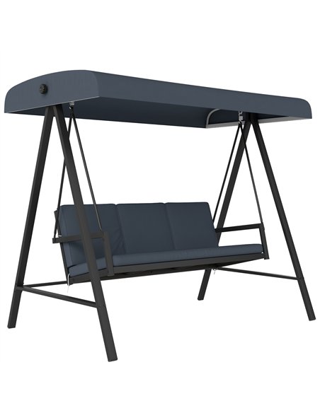 Outsunny Three-Seat Garden Swing Chair, with Adjustable Canopy - Dark Grey - pic 118047 | FastDaddyshop