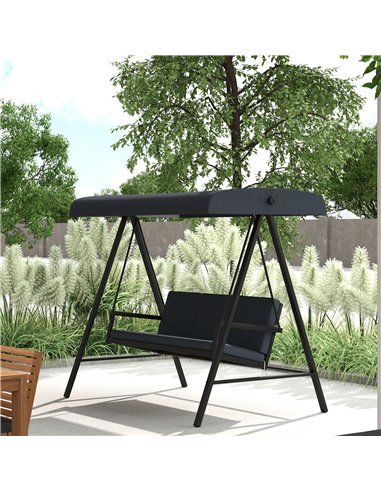 Outsunny Three-Seat Garden Swing Chair, with Adjustable Canopy - Dark Grey