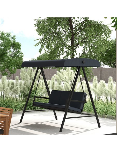 Outsunny Three-Seat Garden Swing Chair, with Adjustable Canopy - Dark Grey - pic 118048 | FastDaddyshop