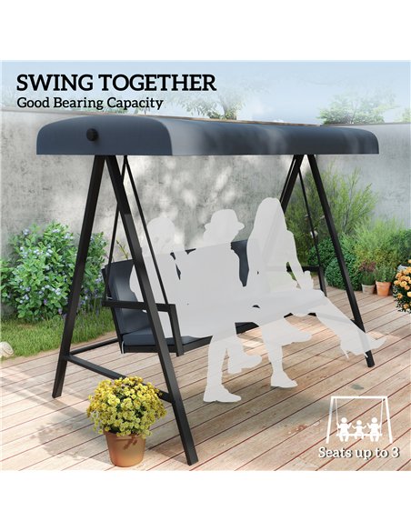 Outsunny Three-Seat Garden Swing Chair, with Adjustable Canopy - Dark Grey - pic 118053 | FastDaddyshop