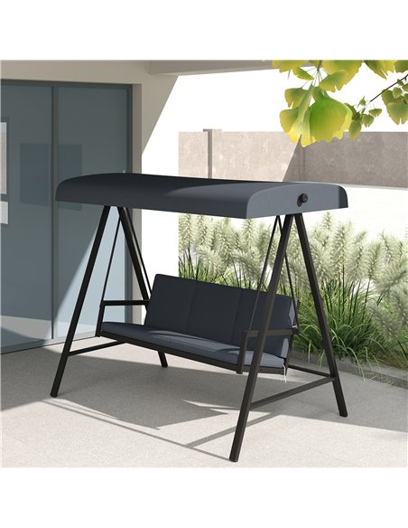 Outsunny Three-Seat Garden Swing Chair, with Adjustable Canopy - Dark Grey - pic 118054 | FastDaddyshop