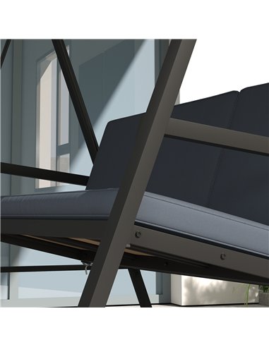 Outsunny Three-Seat Garden Swing Chair, with Adjustable Canopy - Dark Grey
