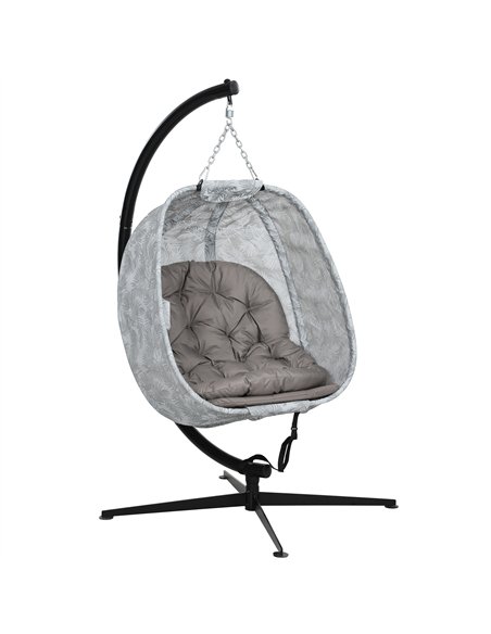 Outsunny Hanging Egg Chair Outdoor Indoor Garden Swing Chair with Folding Basket, Garden Hanging Chair with Stand, Thickened Cus - pic 118056 | FastDaddyshop