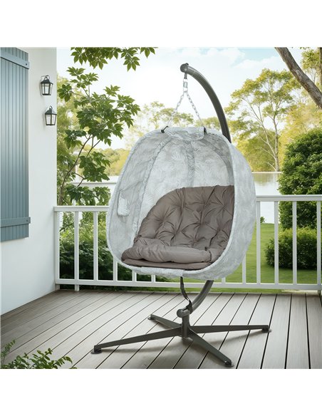 Outsunny Hanging Egg Chair Outdoor Indoor Garden Swing Chair with Folding Basket, Garden Hanging Chair with Stand, Thickened Cus - pic 118063 | FastDaddyshop