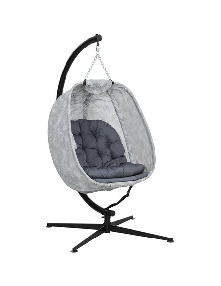 Outsunny Hanging Egg Chair Outdoor Indoor Garden Swing Chair with Folding Basket, Garden Hanging Chair with Stand, Thickened Cus - pic 118065 | FastDaddyshop
