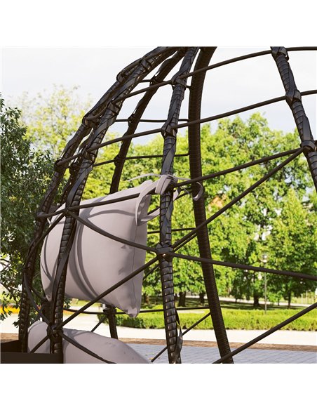Outsunny Hanging Egg Chair Outdoor Indoor Garden Swing Chair with Folding Basket, Thickened Cushion, Garden Hanging Chair with S - pic 118082 | FastDaddyshop