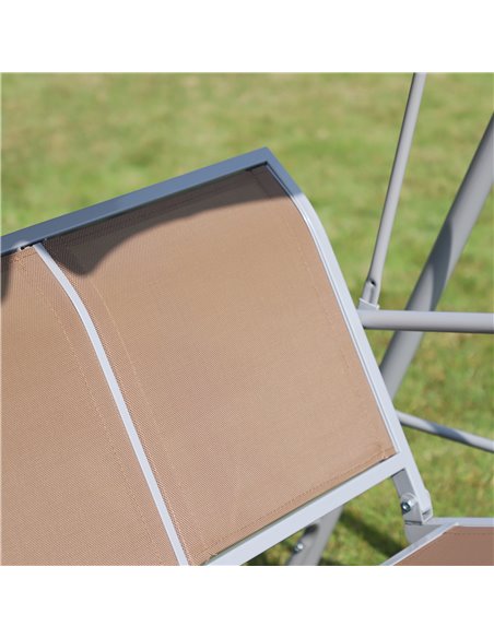 Outsunny Metal Swing Chair Garden Hammock Bench 3 Seater Rock Shelter Brown - pic 11809 | FastDaddyshop