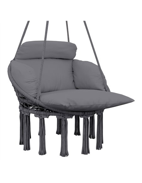 Outsunny Hanging Chair Outdoor Hammock Chair with Soft Cushion, Cotton Rope Boho Style Swing Chair, Hanging Garden Swing Seat fo - pic 118092 | FastDaddyshop