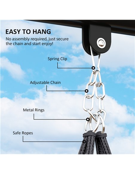 Outsunny Hanging Chair Outdoor Hammock Chair with Soft Cushion, Cotton Rope Boho Style Swing Chair, Hanging Garden Swing Seat fo - pic 118097 | FastDaddyshop