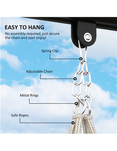 Outsunny Hanging Chair Outdoor Hammock Chair with Soft Cushion, Cotton Rope Boho Style Swing Chair, Hanging Garden Swing Seat fo