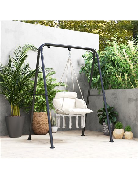 Outsunny Hanging Chair Outdoor Hammock Chair with Soft Cushion, Cotton Rope Boho Style Swing Chair, Hanging Garden Swing Seat fo - pic 118108 | FastDaddyshop