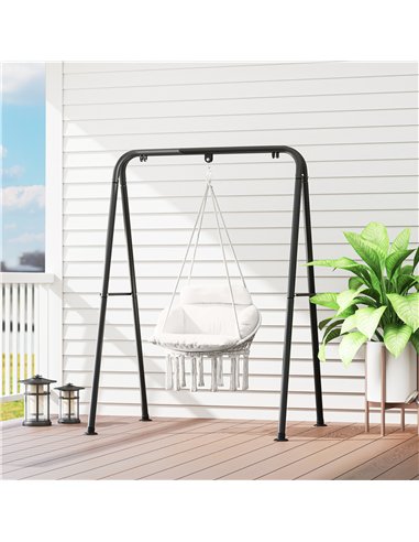 Outsunny Hanging Chair Outdoor Hammock Chair with Soft Cushion, Cotton Rope Boho Style Swing Chair, Hanging Garden Swing Seat fo