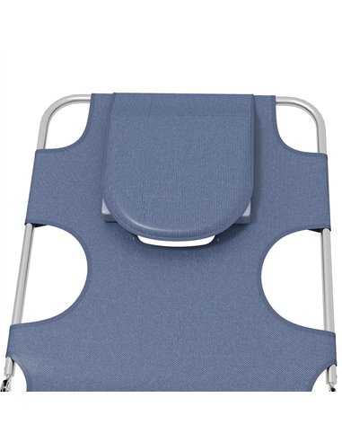 Outsunny Foldable Sun Lounger Set of 2 with Reading Hole, Portable Sun Lounger with 5 Level Adjustable Backrest, Reclining Loung