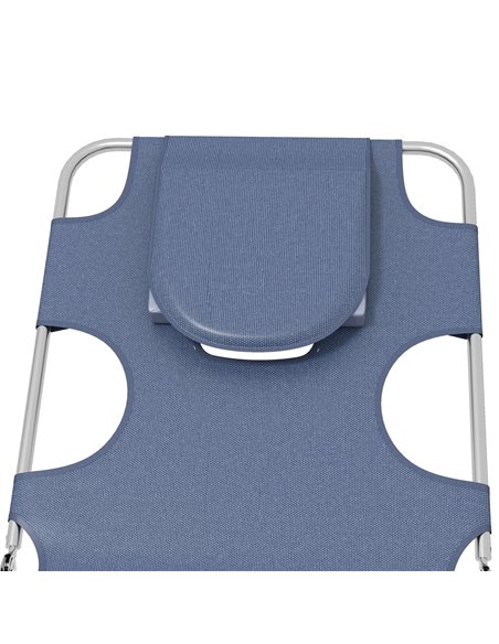 Outsunny Foldable Sun Lounger Set of 2 with Reading Hole, Portable Sun Lounger with 5 Level Adjustable Backrest, Reclining Loung - pic 118154 | FastDaddyshop