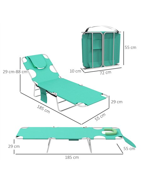 Outsunny Foldable Sun Lounger Set of 2 with Reading Hole, Portable Sun Lounger with 5 Level Adjustable Backrest, Reclining Loung - pic 118157 | FastDaddyshop