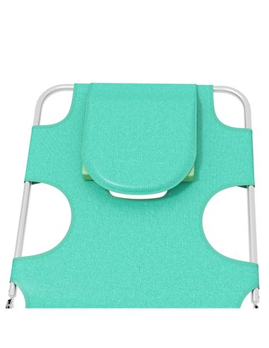 Outsunny Foldable Sun Lounger Set of 2 with Reading Hole, Portable Sun Lounger with 5 Level Adjustable Backrest, Reclining Loung