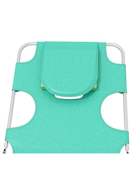 Outsunny Foldable Sun Lounger Set of 2 with Reading Hole, Portable Sun Lounger with 5 Level Adjustable Backrest, Reclining Loung - pic 118163 | FastDaddyshop