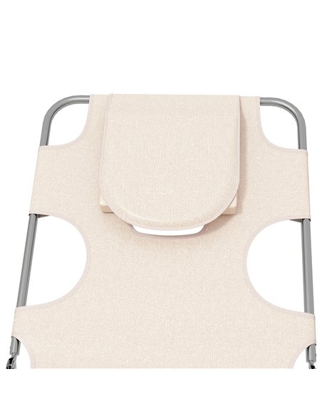 Outsunny Foldable Sun Lounger Set of 2, Beach Chaise Lounges with Reading Hole, Arm Slots, 5-Position Adjustable Backrest, Side  - pic 118172 | FastDaddyshop