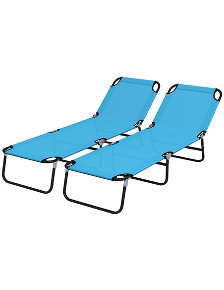 Outsunny Foldable Sun Lounger Set of 2 with 5-Position Adjustable Backrest, Outdoor Portable Recliner Chaise Lounge Chair with B - pic 118182 | FastDaddyshop